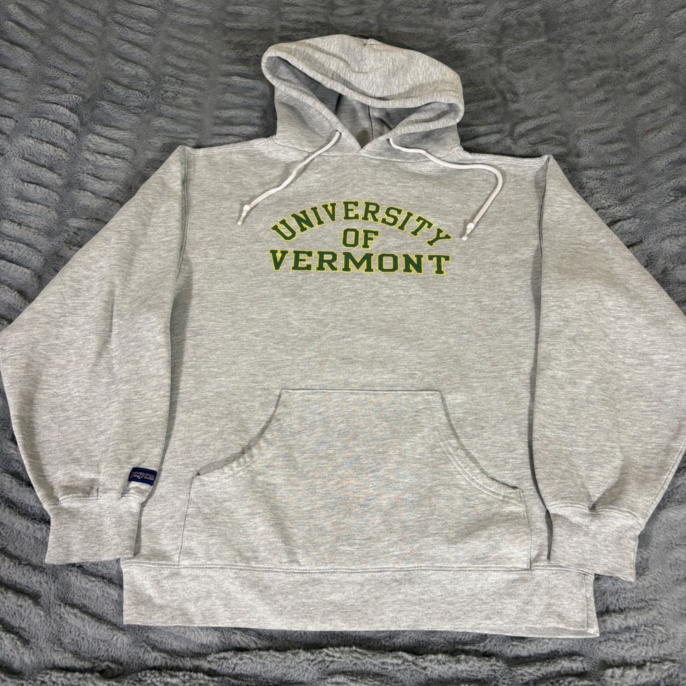 JanSport University of Vermont UVM Hoodie Gray Mens Medium Pullover Catamounts